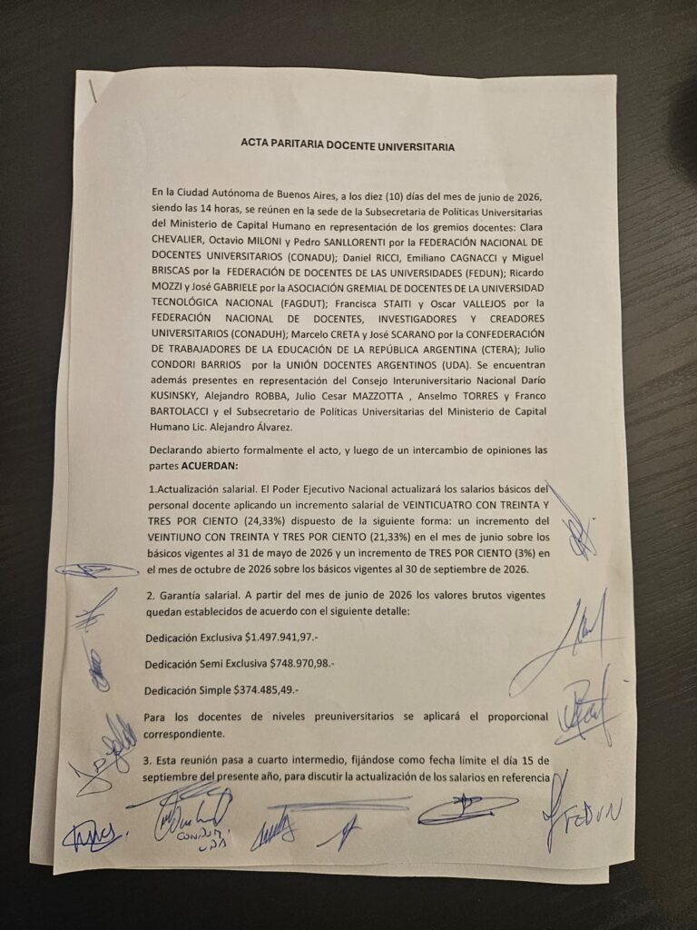 Resoluciones CONADU – Acuerdo paritario