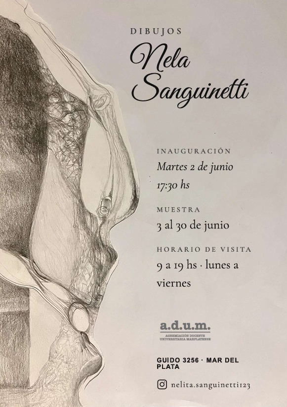 Invitación a la exposición “Dibujos de Nela Sanguinetti”